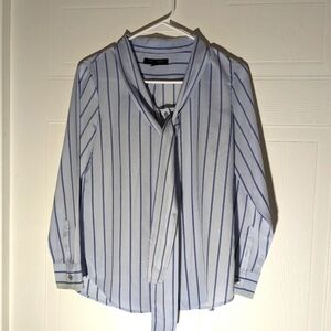 BANANA REPUBLIC Bow Tie Dillon Shirt Blue Stripe Full Front Button size xs